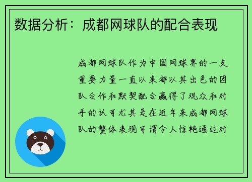 数据分析：成都网球队的配合表现
