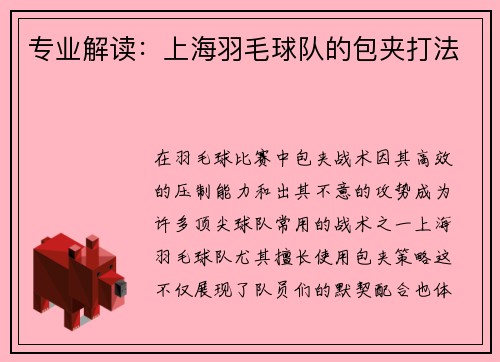 专业解读：上海羽毛球队的包夹打法